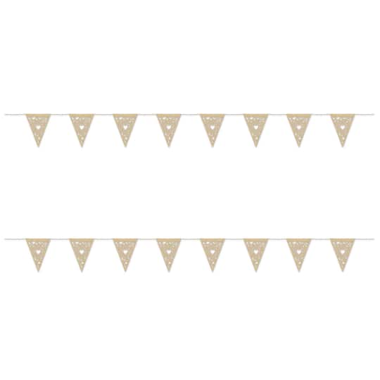 Beistle 12Ft Gold Kraft Paper Heart Pennant Banners, 2ct. | 12 ft | Michaels®